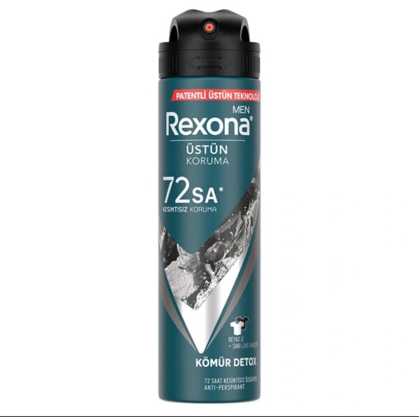 Rexona Men Erkek Sprey Deodorant Kömür Detox 72 Saat Kesintisiz Koruma 150 ml