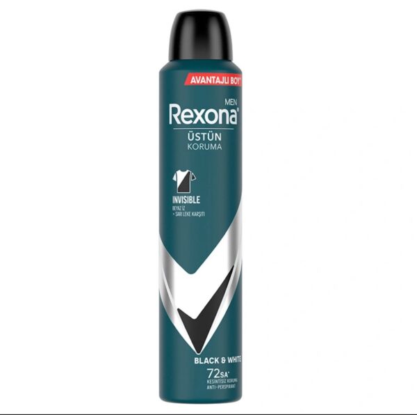 Rexona Men Erkek Sprey DeodorantInvisible Black & White 72 Saat Kesintisiz Koruma 200 ml