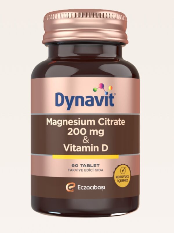 Dynavit magnezyum citrate 200 mg & D vitamini 60 tablet